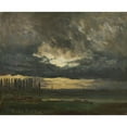 thumbnail image 2 of Johan Christian Dahl 14x12 Black Ornate Wood Framed Double Matted Museum Art Print Titled: Cloud Study Over the Elbe with Poplars (1832), 2 of 5