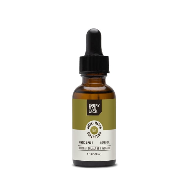 Aceite para barba Every Man Jack Small Batch Fragancia de especias Hinoki Hidrata y suaviza profundamente tu barba y añade un brillo natural Derivado naturalmente con manteca de karité 1.0 onz