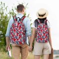 thumbnail image 4 of Disketp Palm Tree Pattern on Red print Canvas Backpack Lightweight Travel Daypack Student Rucksack Laptop Backpack-Medium, 4 of 5