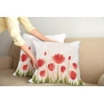 thumbnail image 2 of Ambesonne Floral Throw Pillow Cover 2 Pack, Romantic Tulip Blossoms, 20", Vermilion Green Peach, 2 of 5