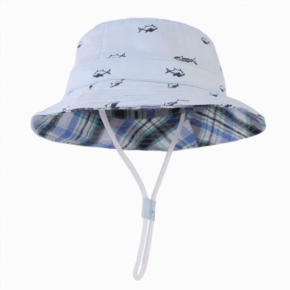 mgoYE UPF 50 Beach Baby Sun Hat Sun Protection Cute Wide Brim Summer Baby Boy Bucket Hats Toddler Sun Hats for Girl(Blue,6-12 Months)