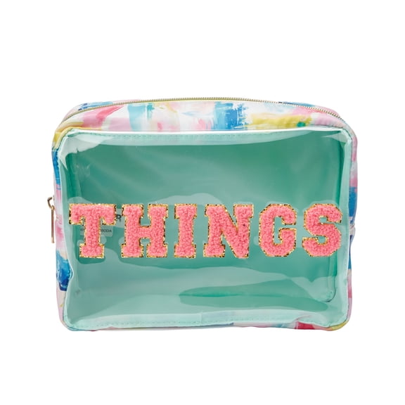 Conair Watercolor "THINGS" Organizer, See-Through Beauty Bag with Gold-Tone Hardware