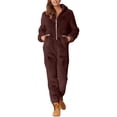 thumbnail image 3 of Mono de lana de Coral de talla grande para mujer, pijamas de Navidad, pijamas de una pieza, ropa de dormir cálida con capucha para mujer, Invierno, 3 of 4