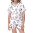 thumbnail image 1 of MIASHUI Ensemble de Pyjamas Unisexes Amusants Peints à la Main Confortables pour la Maison, Blanc, 8-9 Ans, 1 of 6