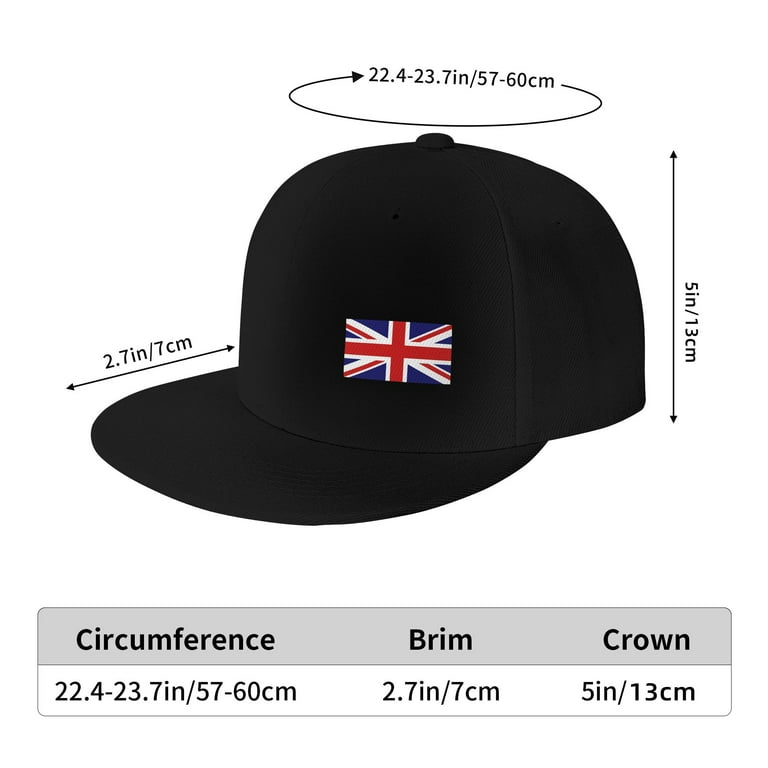 DouZhe Flat Brim Cap Snapback Hat, Union Jack British Flag Prints  Adjustable Black Adult Baseball Cap