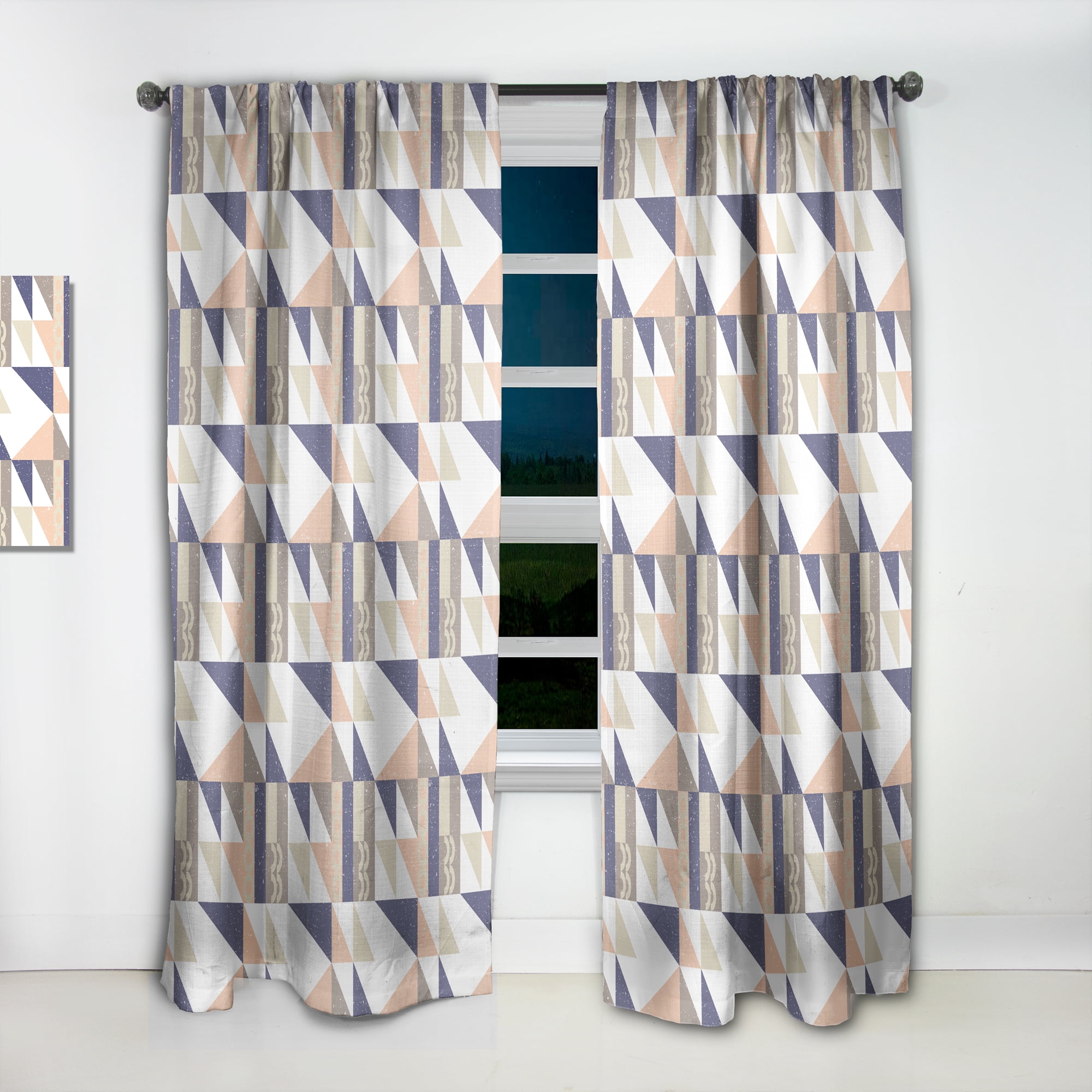 Designart 'Geometrical Retro Design X' Mid-Century Modern Curtain Panel