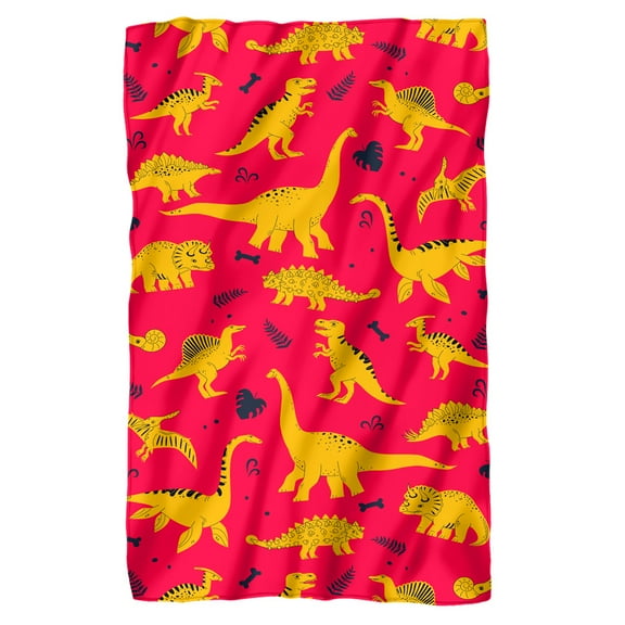 Logovision Hand Drawn Dino Pattern Fleece Blanket 36' x 58'
