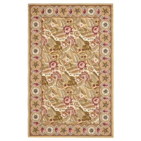 SAFAVIEH Chelsea Grosvenor Floral Bordered Wool Area Rug, Gold, 3'9" x 5'9"