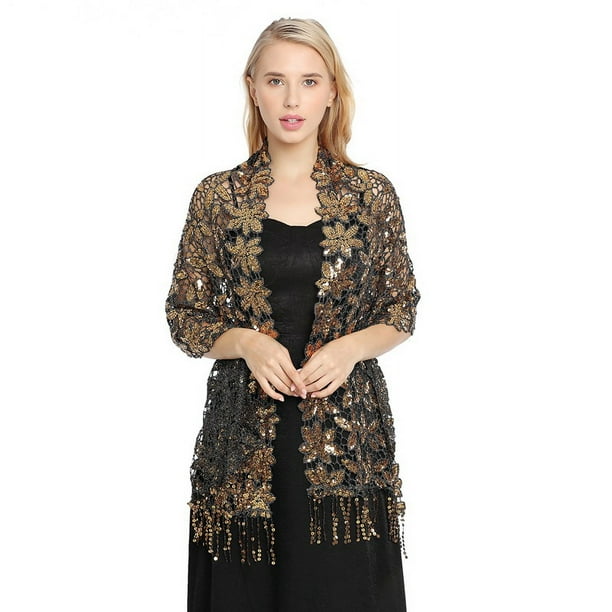 Chal de borlas con lentejuelas solubles en agua para cenas, chal tipo cheongsam, chal de alta gama para vestidos de noche para mujer