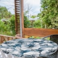 thumbnail image 2 of Ambesonne Floral Fitted Round Tablecloth, Weathered Art Flower Petals, 56"- 60" Diameter, Dark Turquoise and Blue Grey, 2 of 5
