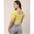 thumbnail image 2 of Moomaya Crop Tops For Women, Square Neck, Short Puff Sleeve, Buttoned Casual Summer Top, 2 of 8