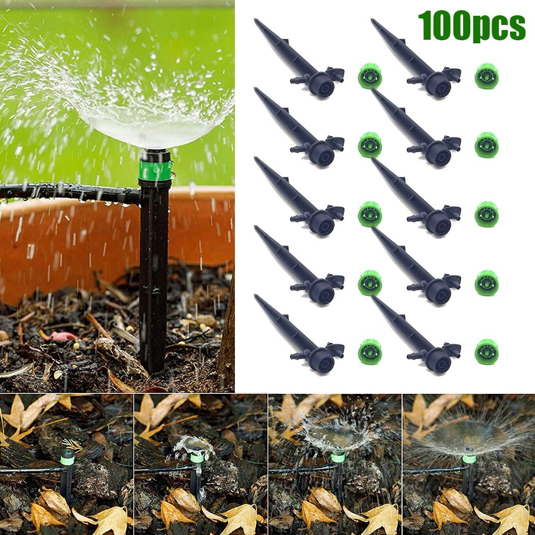100 Pcs Micro Bubbler Drip Irrigation Adjustable Emitter Stake Water-Dripper Lot 