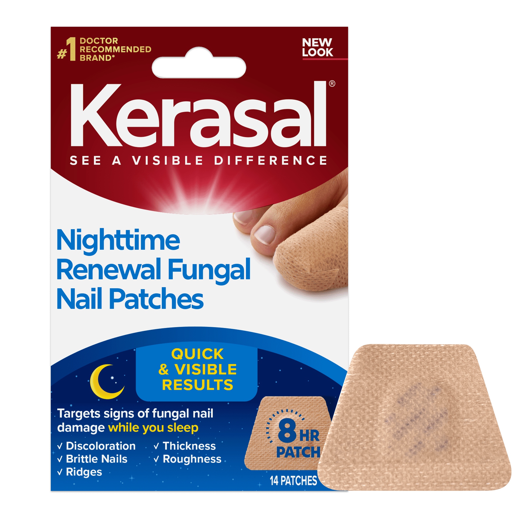 (2 pack) Kerasal Nighttime Renewal Fungal Nail Patch, Extra Strength, Overnight Repair, 14 Count