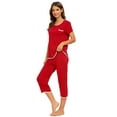 thumbnail image 2 of MINTLIMIT Femmes Manches Courtes Tops et Pantalons Capri Pyjama Ensembles Solides, 2 of 4