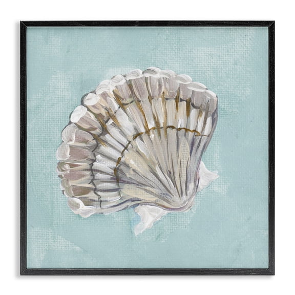 Stupell Industries Rustic Lodge Brushed Clam Shell Black Framed Giclee Art, 12 x 12, by Julie DeRice