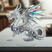cpengpj 2D Acrylic Bohemian Style Clear Crystal Dragon Figurine Collectibles Art Glass Animal Ornament Decoration for Office Table Home Bedroom
