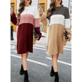 thumbnail image 2 of Vestido de punto de mujer Vestido casual suelto de empalme de manga larga CACAGOO Vestido, 2 of 7