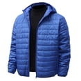 thumbnail image 4 of Men Puffer Jacket Cold Weather Outdoor Detachable Hooded Puffer Jacket Winter Warm Baggy Down Outerwear Relaxed Fit Mens Winter Jackets Blue XL, 4 of 5