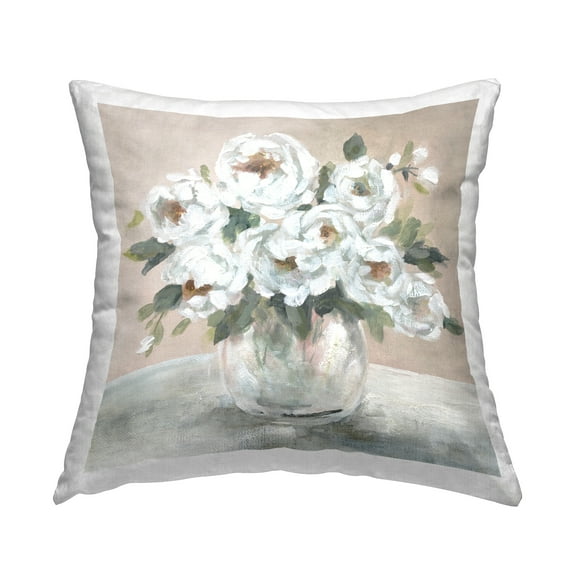 Stupell Industries Bouquet of White Flowers Square Decorative Printed Throw Pillow, 18 x 18