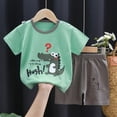 thumbnail image 4 of TOWED22 Toddler Baby Girl Boy Outfits 2 Piece Print Short Sleeve Round Neck Top T-Shirt Casual Cotton Shorts Sets Clothes(Green,2-3 Y), 4 of 4