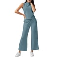 thumbnail image 2 of Heisall Women's Two Piece Sets High Neck Sleeveless Tops and Wide Leg Pants Casual Lounge Sets Spring Summer Outfits, 2 of 9