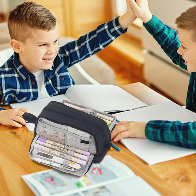 Matoen Solid Color Pencil Case Large Capacity Four Open Pencil Case Stationery Box for Men and Women Multifunctional Solid Color Pencil Case
