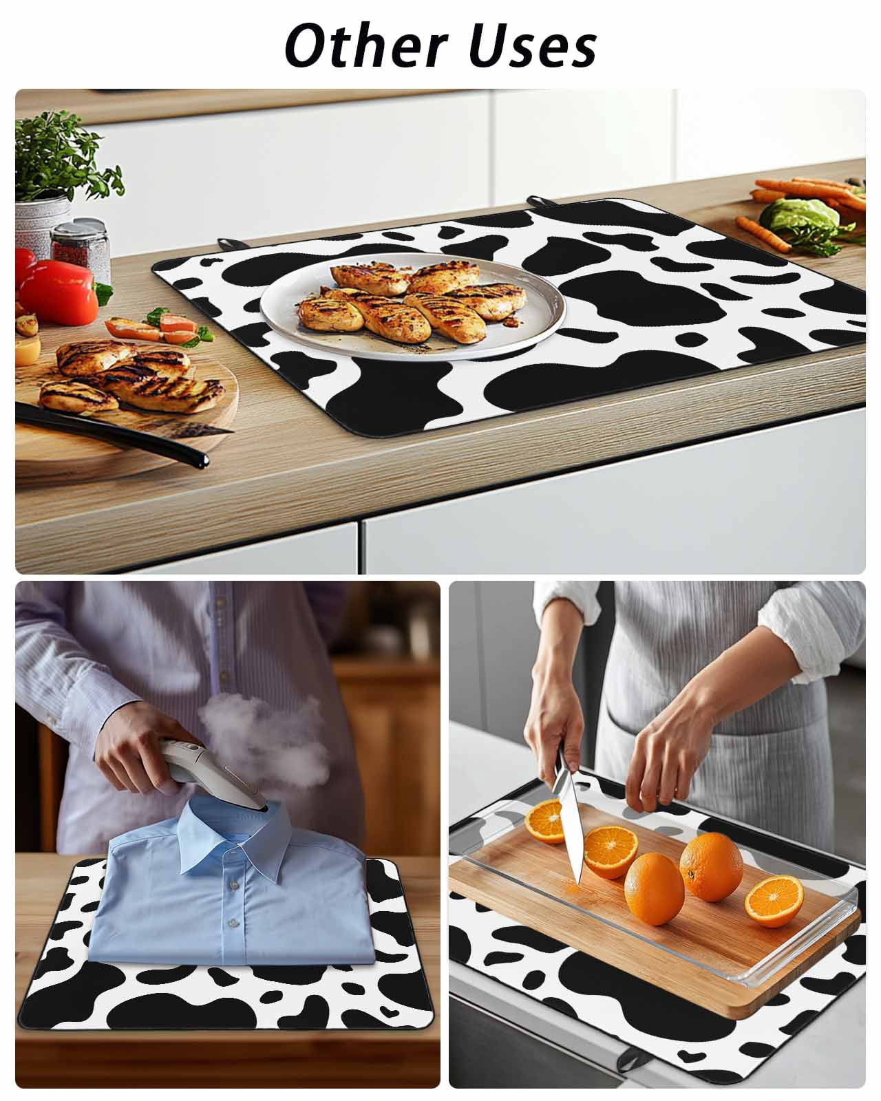 Stove Top Covers for Electric Stove, Black and White Glass Stovetop Cover Protector, Farmhouse Cow Black White Induction Cooktop Protector Oven Mat for Kitchen Countertop 24"x21"