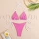 thumbnail image 4 of WILLBEST Traje de Baño Mujer Curvy Bikini para Mujer Traje de Baño Dividido Estampado Digital Pequeño Cuadros Triángulo Bolsa Doble Tela, 4 of 8