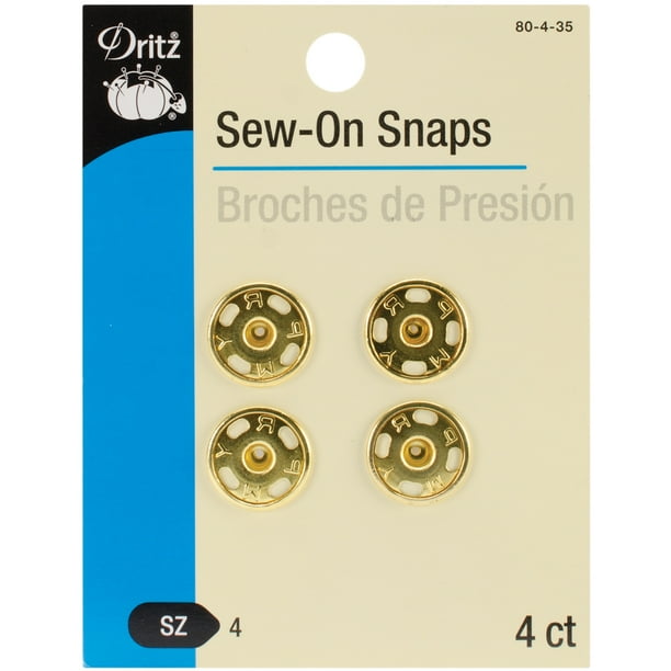 Dritz SewOn Snaps 4/PkgGold Size 4