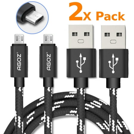 2 PACK 4ft Durable AGOZ Braided Micro USB FAST Charging Charger Data Sync Cable Cord For  Motorola Moto E4 Plus, E4, E5 Supra, Droid Turbo 2, Moto X, Moto X Play, Moto X Style, Moto