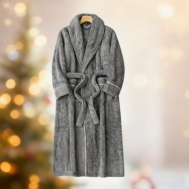 Winter Loungewear Robe for Men Soft Double Layer Bathrobe with Cozy Comfort and Relaxed Fit for Everyday Home Wear