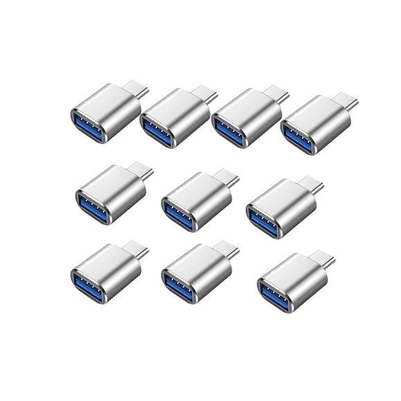 Adaptador MINCHEN tipo C macho a USB 3.0 hembra, paquete de 10 unidades, plateado