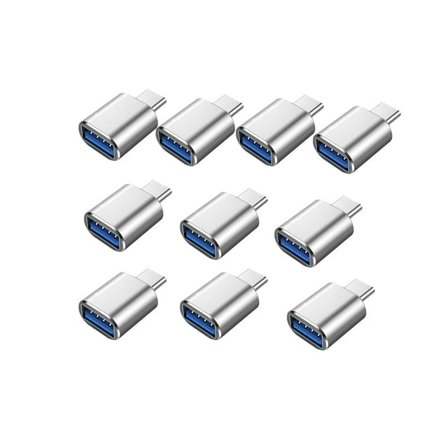 Adaptador MINCHEN tipo C macho a USB 3.0 hembra, paquete de 10 unidades, plateado