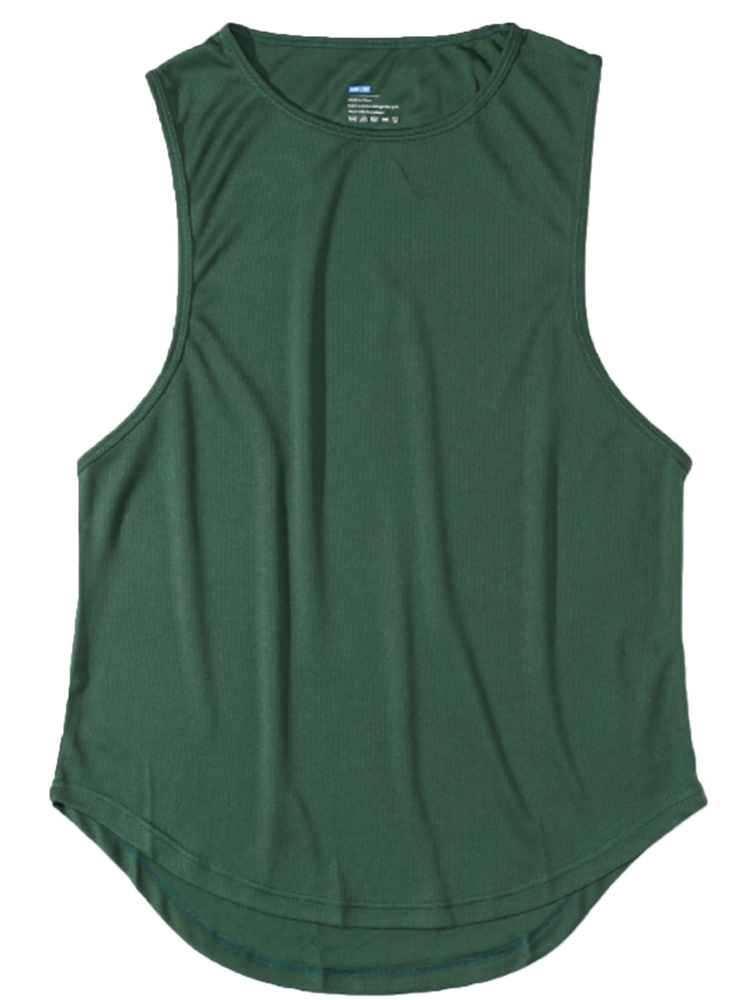 Diconna Men Sports Tank Top Summer Breathable Sleeveless Round Neck Solid Color  Tops Running Fitness Tops Green M 