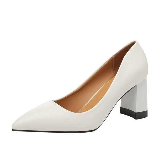 Xiaoxatg Fashion High Heel Women Casual Shoes Pointed Toe On for Autumn All Day Comfort 7.5 White