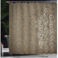 thumbnail image 3 of Ambesonne Ornamental Shower Curtain, Floral Swirls Ivy Ombre, 69"Wx75"L, Sepia White, 3 of 4