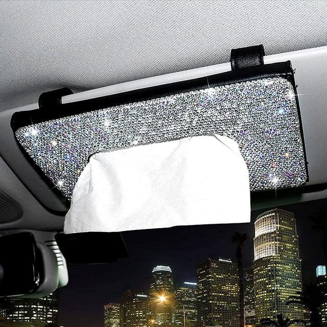 Car Sun Visor Tissue Box Holder Crystal Shiny Napkin Holder