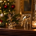 thumbnail image 4 of Tovaris Christmas Reindeer Figurine Set, Christmas Decoration Electroplated Deer Statue with Standing and Lying Poses, Tabletop Ornament, For Home Table Gift, 4 of 7