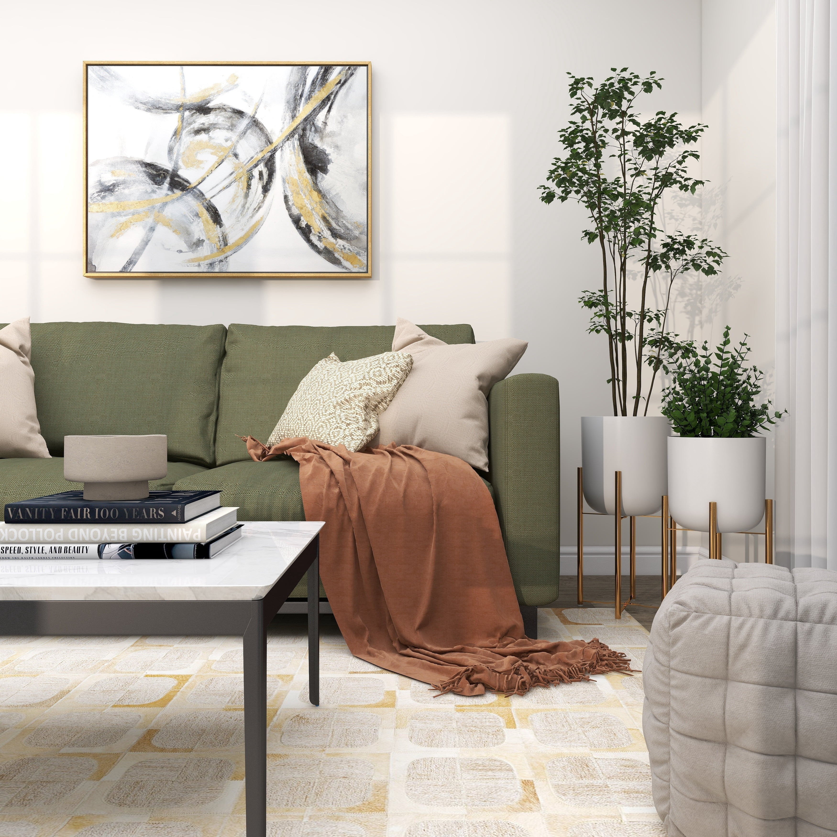40" x 30" Abstract Framed Wall Art with Gold Frame, by CosmoLiving by Cosmopolitan