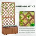 thumbnail image 4 of Outsunny Wooden Planter with Trellis, 59" Outdoor Raised Garden Bed with Drainage Holes, Planter Box for Climbing Vine Plants Flowers, Orange, 4 of 10