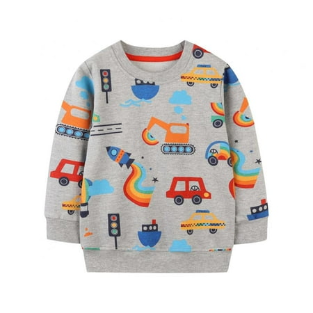 

Autumn Spring Boys Sweatshirts Crewneck Long Sleeve Pullover Cartoon Dinosaur Casual Top Tee Children Clothing Outfits 2-10T