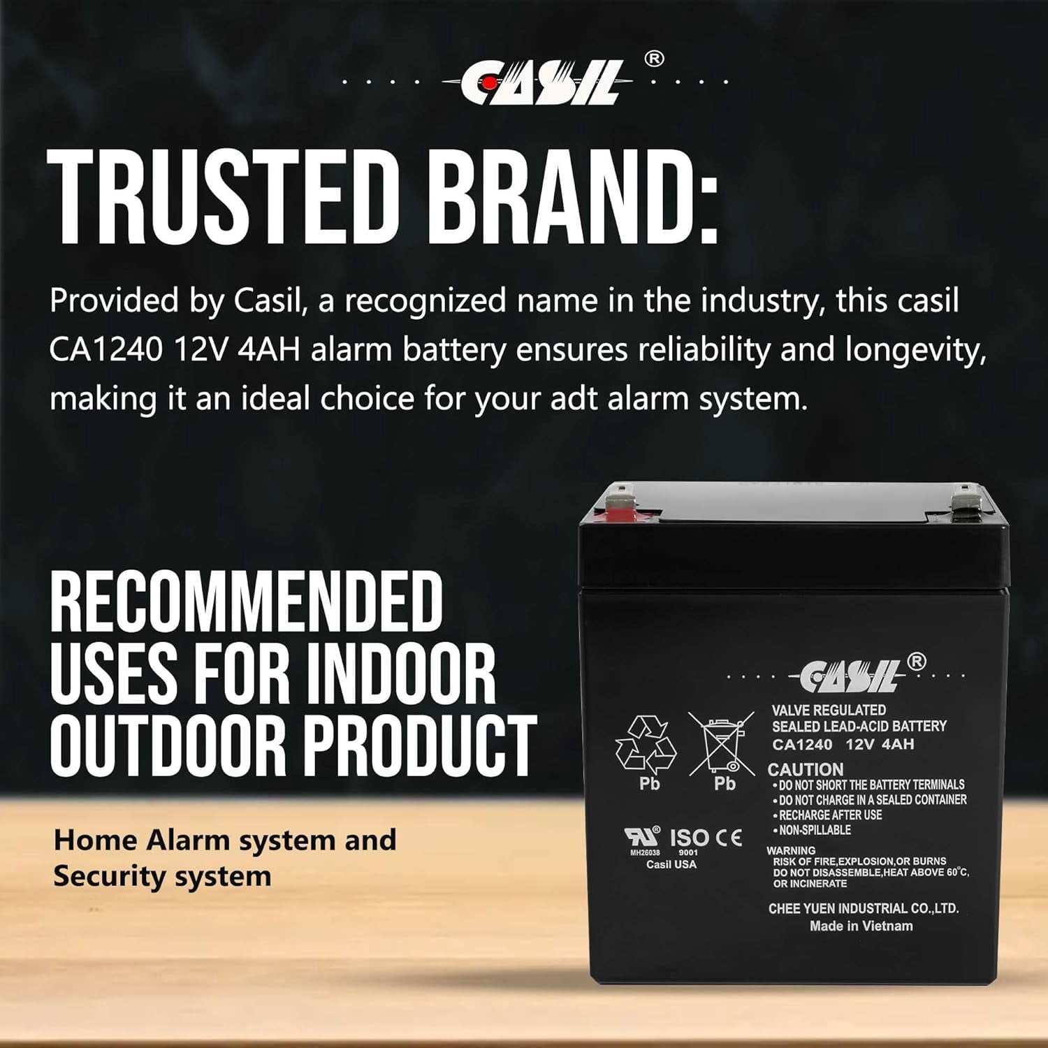 CA1240 12V 4Ah Alarm Battery – Replacement for ADT 804302, Ademco 467, DSC Panels, SLA1056, Vista 20P, Power Patrol, Inovel Sealed Lead Acid (SLA) Rechargeable
