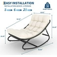 thumbnail image 3 of Outdoor Lounge Chairs, Papasan Rocking Chair, Oversized Egg Chair with Adjustable Tilt & Removable Cushion, 450 Lbs Capacity Rust-Proof Steel Frame for Patio, Porch, Poolside, Beige, 3 of 8