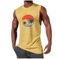 thumbnail image 2 of BRGZLK Summer Tank Top for Men Trendy Palm Tree Sleeveless Athletic Shirt Vacation Beach Muscle Patriotic Sport Round Neck Tank Top,Birthday Gift Yellow XXL, 2 of 5