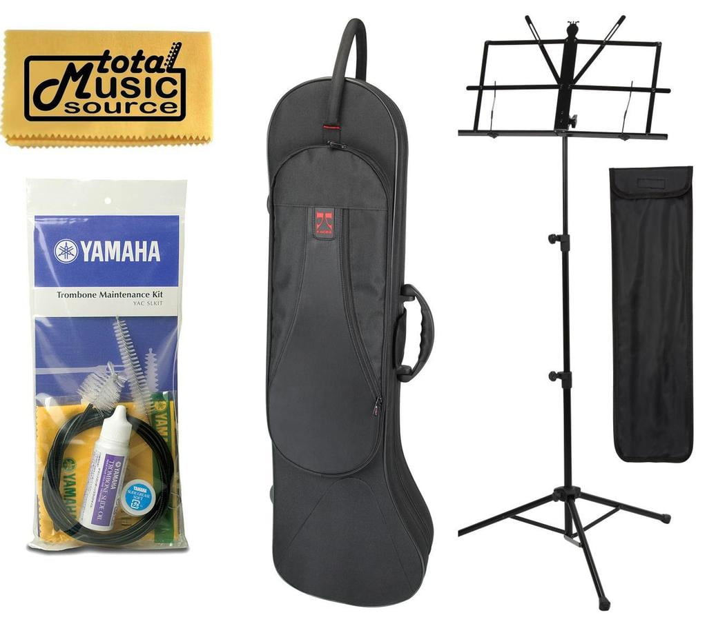 TMS Back To School Trombone Bundle w/ Black Kaces Case, Music Stand