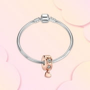925 Sterling Silver Infinite Hearts Sparkling Dangling Clip Charm for Women Moment Charm Bracelet