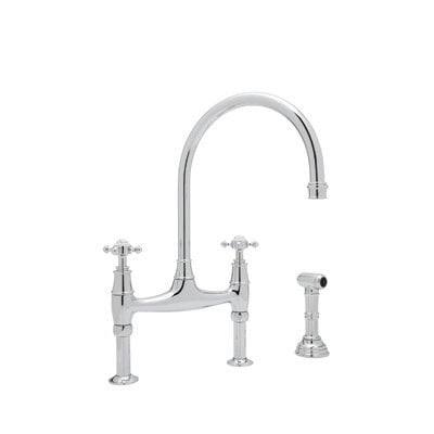 Rohl U4718 Perrin and Rowe High-Arc Bridge Kitchen Faucet, Available in Various Colors