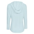 thumbnail image 6 of Otntypg Lightweight Hoodies for Women Casual Lace Crochet Eyelet Hollow out Long Sleeve Drawstring Button V Neck Hooded Pullover Sweatshirts Trendy Fall Outfit Tops Light Blue L, 6 of 6