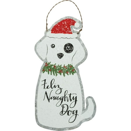 PBK Christmas Decor - Naughty Dog Puppy Tin Ornament