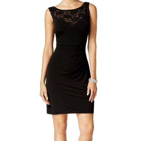 Sequin Yoke - Connected Apparel NEW Black Womens Size 12 Sequin Lace Yoke Sheath Dress